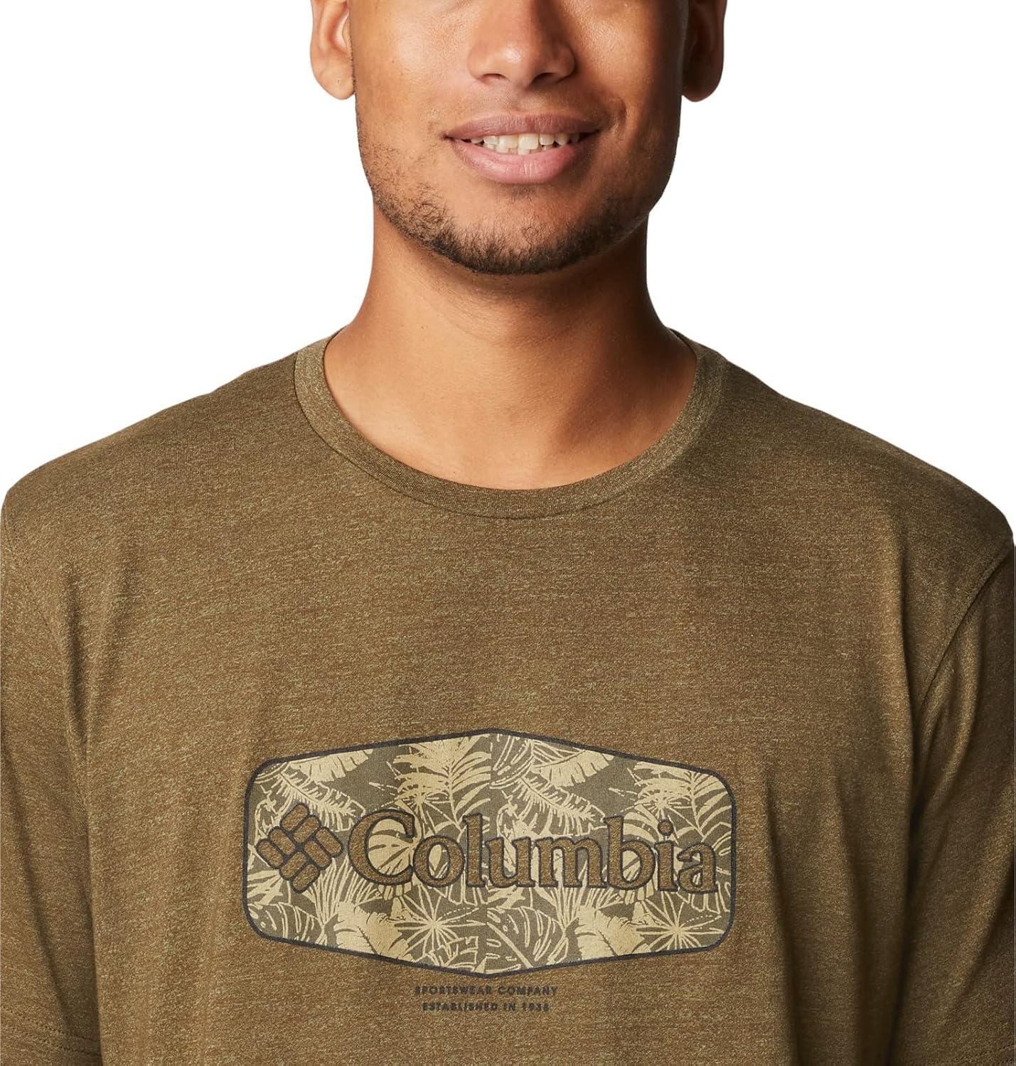 imageColumbia Mens Thistletown Hills Short SleeveOlive Green HeatherWanderland Graphic