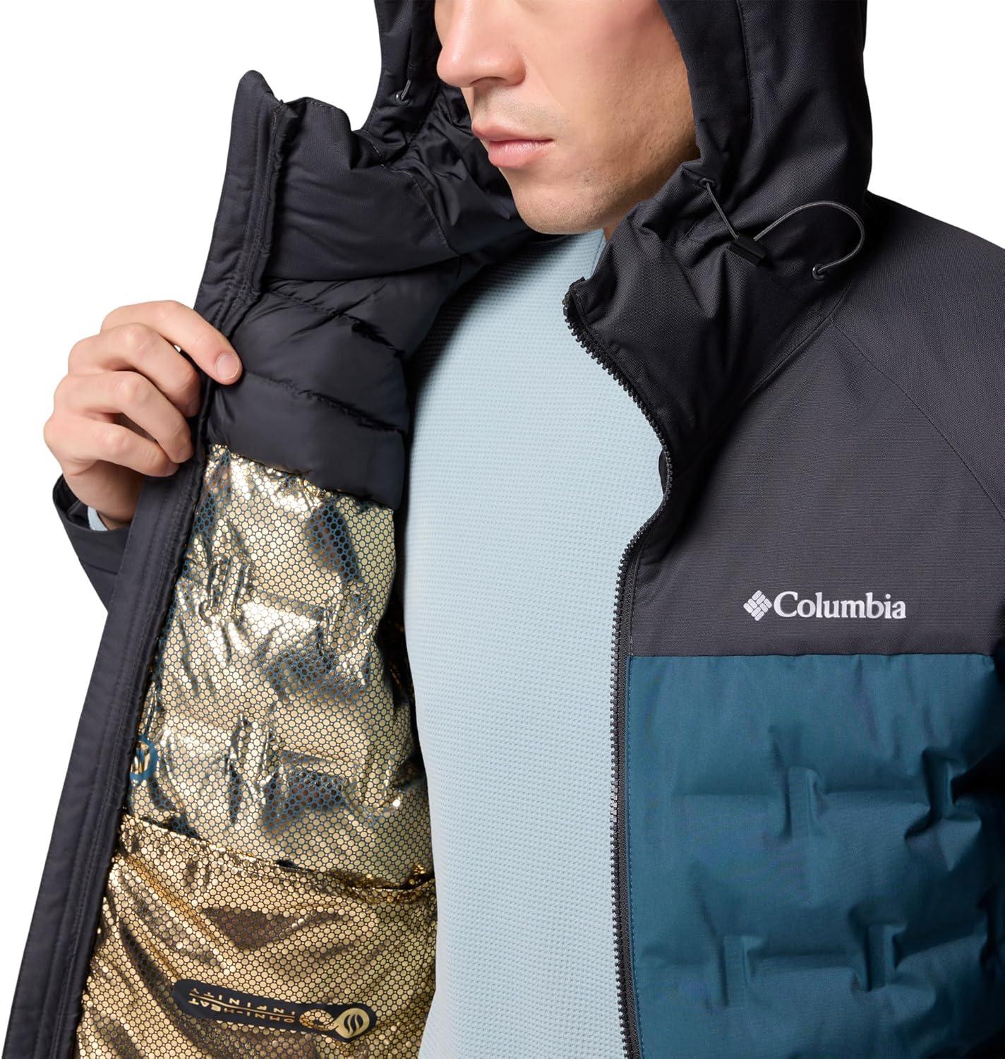 imageColumbia mens Grand Trek III Down Hooded JacketEverblueShark