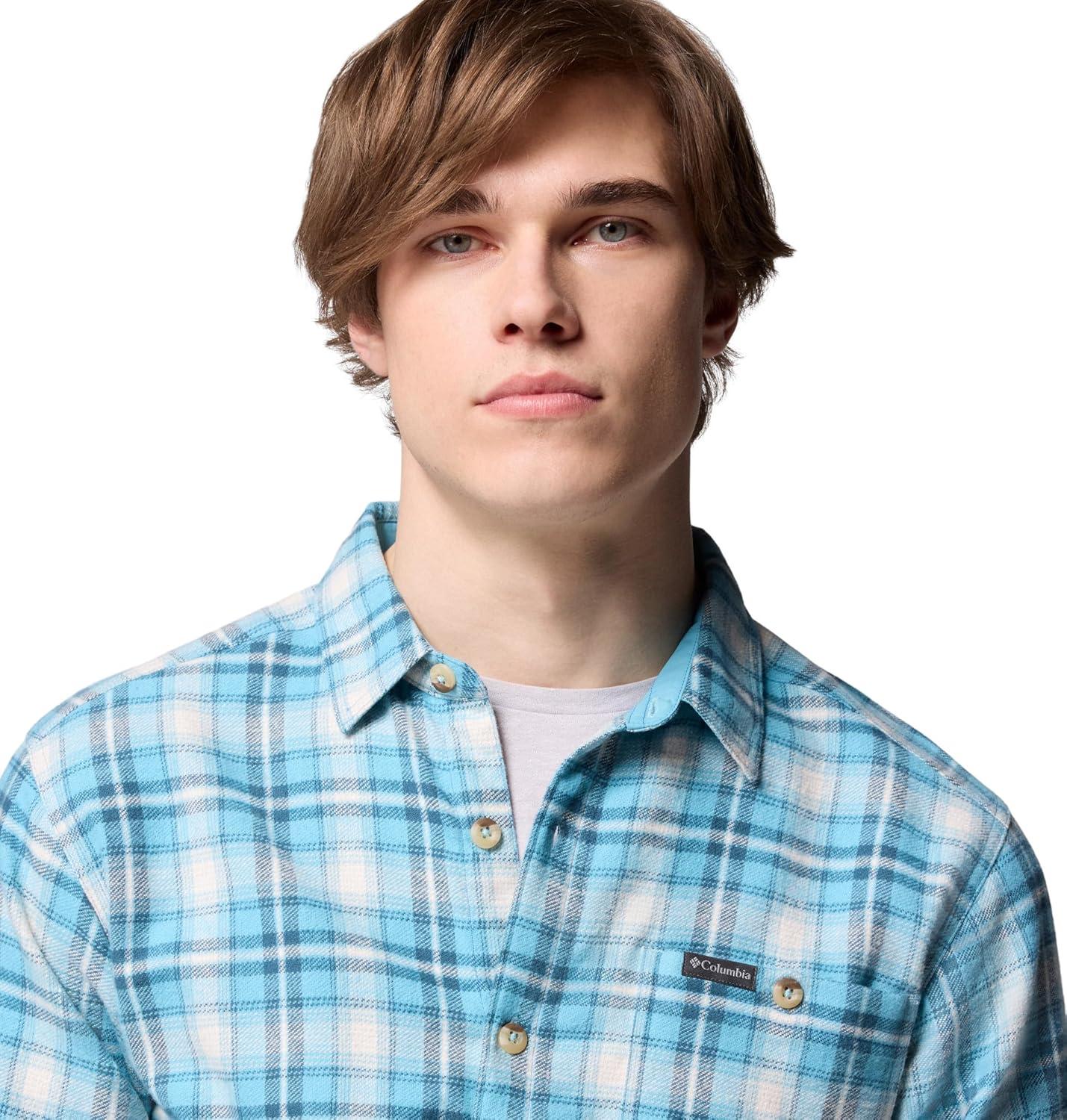 imageColumbia mens Pitchstone Heavyweight Flannel IiVintage Blue Railway Tartan