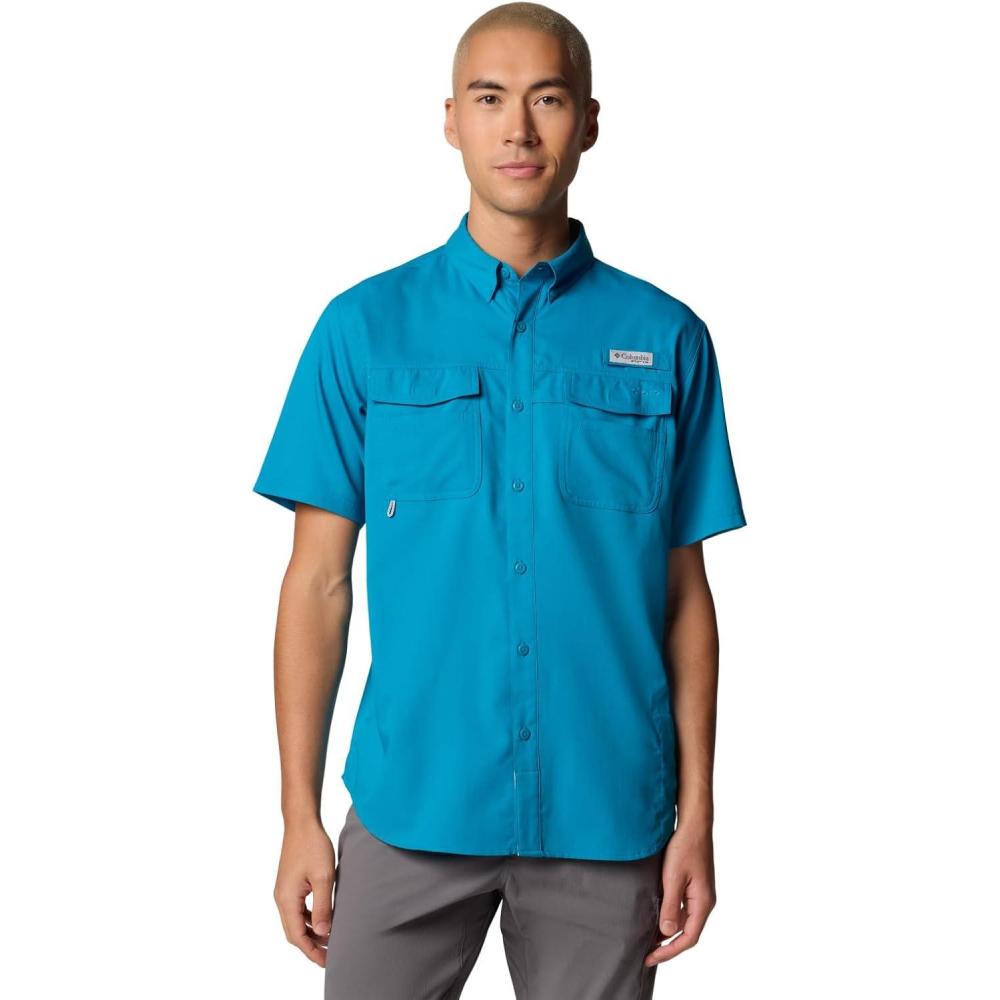 imageColumbia Mens Blood and Guts V Short Sleeve ShirtBlue Echo