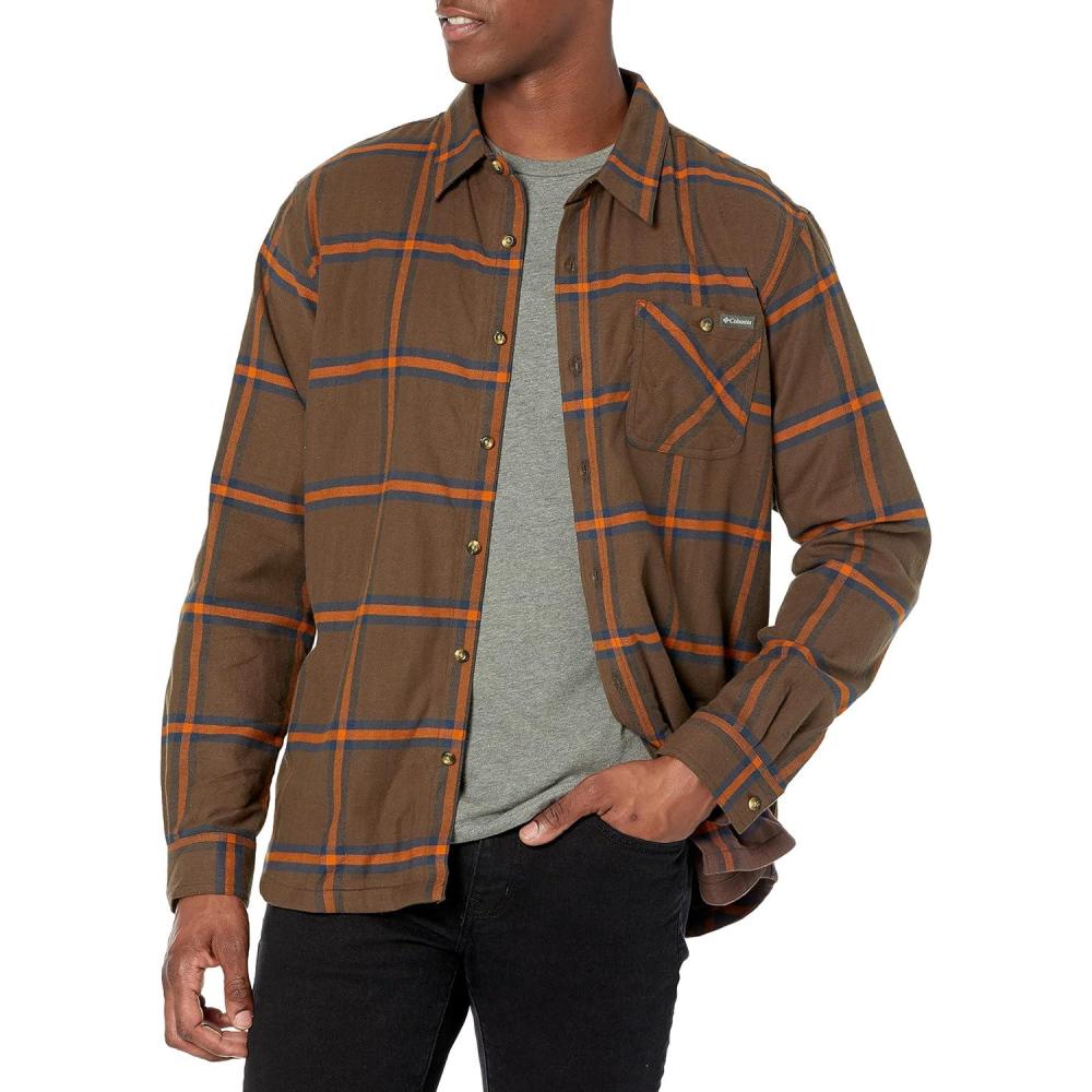 imageColumbia Mens Cornell Woods Fleece Lined Shirt JacketCordovan Windowpane