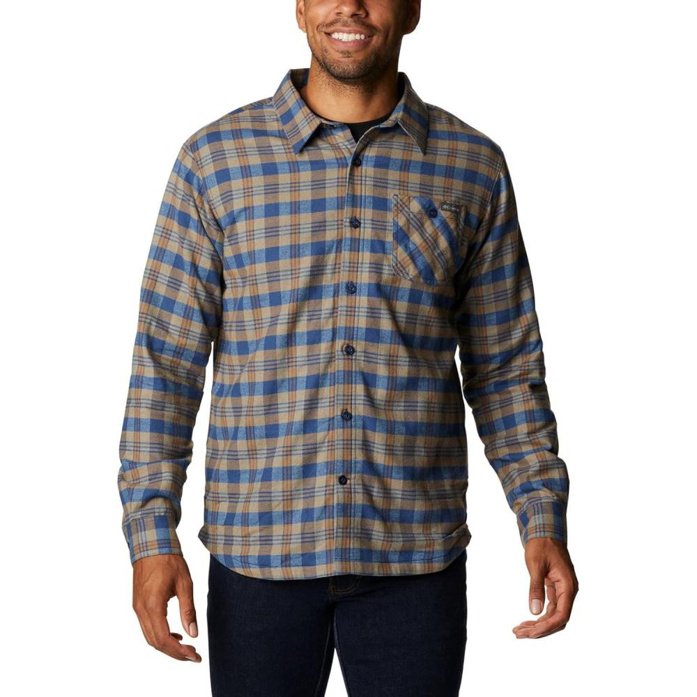 imageColumbia Mens Cornell Woods Fleece Lined Shirt JacketNight Tide Medium Tartan
