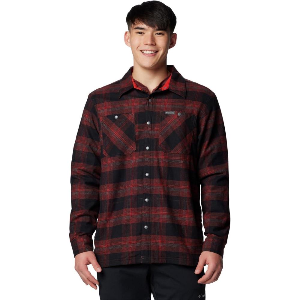 imageColumbia Mens Cornell Woods Fleece Lined Shirt JacketSpice Buffalo Tartan