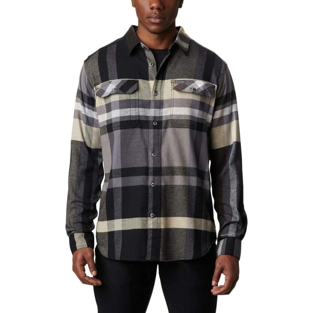 imageColumbia Mens Flare Gun Stretch FlannelBlack Big Check Plaid