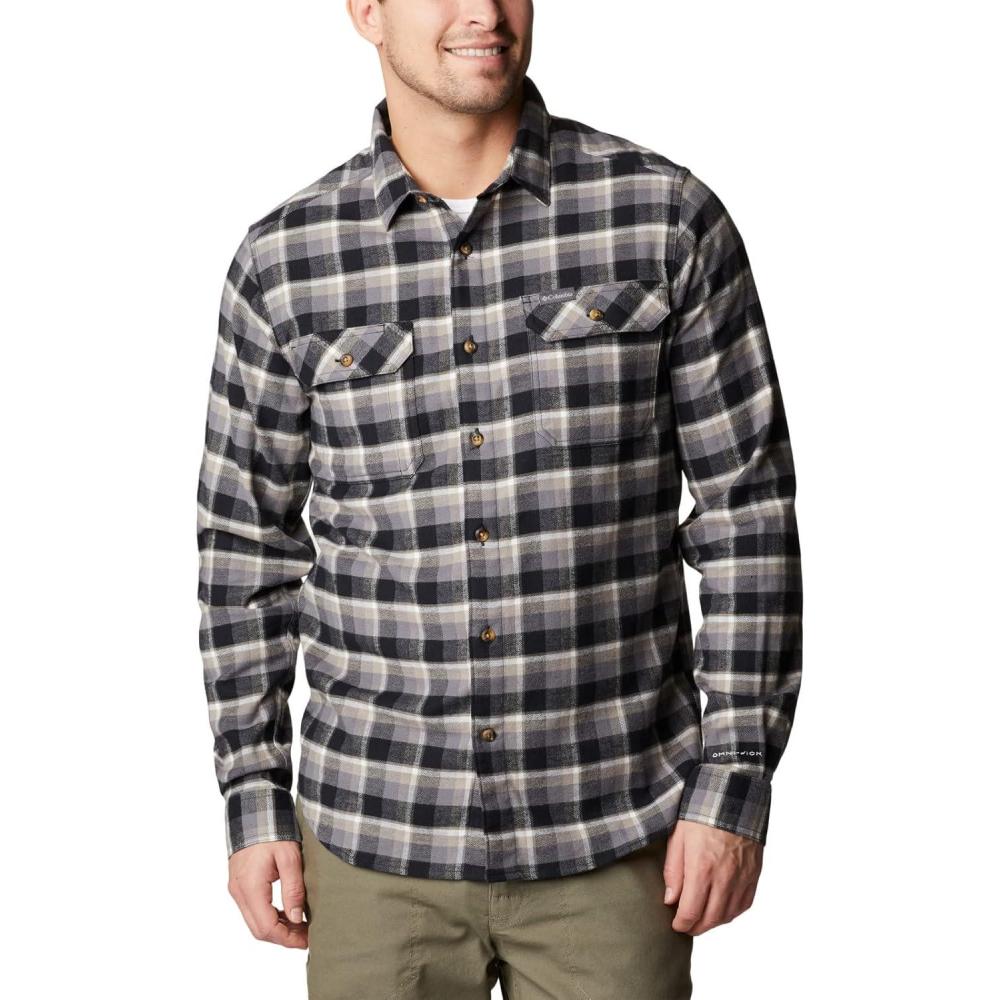 imageColumbia Mens Flare Gun Stretch FlannelBlack Shadow Plaid