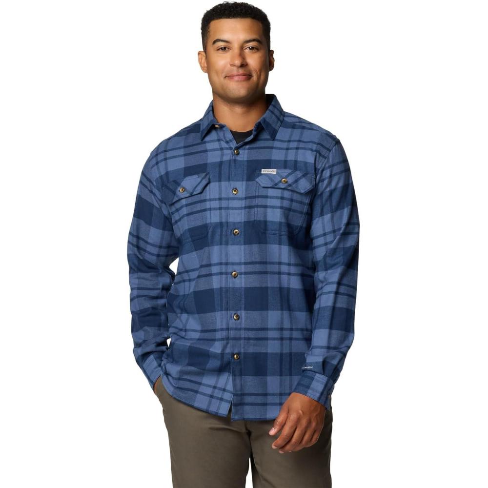 imageColumbia Mens Flare Gun Stretch FlannelCollegiate Navy River Crossing Plaid