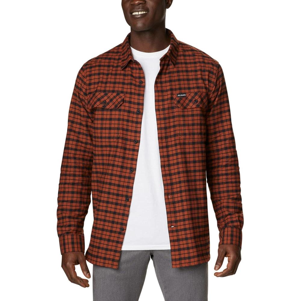 imageColumbia Mens Flare Gun Stretch FlannelDark Amber Small Check