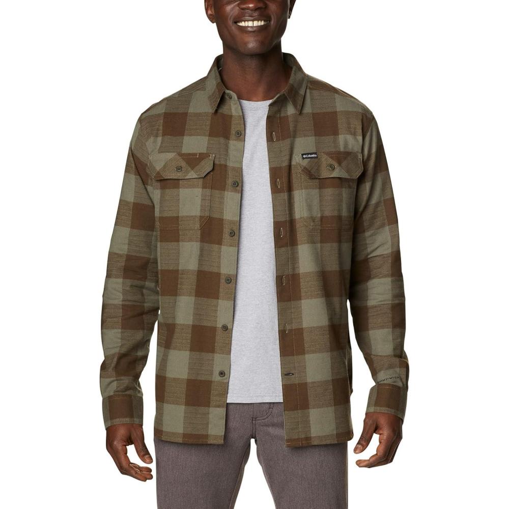imageColumbia Mens Flare Gun Stretch FlannelStone Green Twill Buffalo Checklegacy