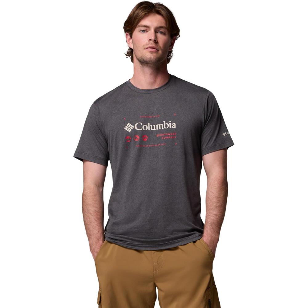 imageColumbia Mens Kwick Hike Graphic Short Sleeve Tee Black HeatherIconic Brand Large