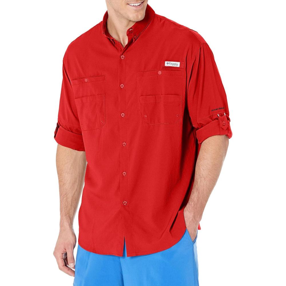 imageColumbia Mens PFG Tamiami Ii Long Sleeve ShirtRed Spark