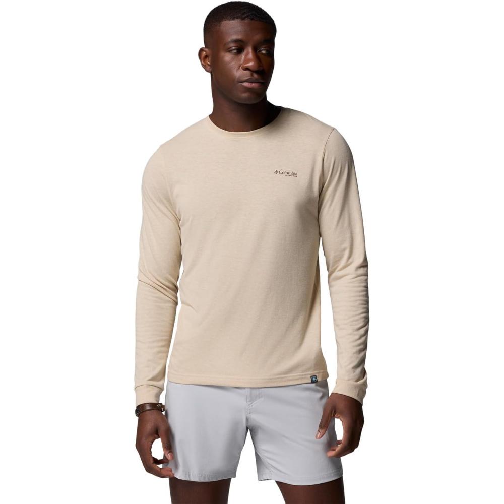 imageColumbia Mens PFG Uncharted Graphic Tee Long SleeveAncient Fossil HeatherRedfish Swamplands