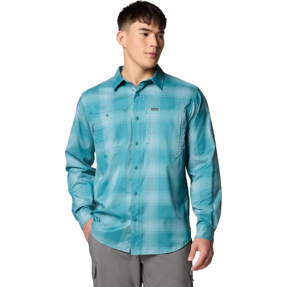 imageColumbia Mens Silver Ridge Utility Lite Plaid Long SleeveRiver Blue Large Blur Check