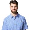 Columbia Mens Harbor Peak Short Sleeve Shirt(Vivid Blue Gingham)