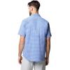 Columbia Mens Harbor Peak Short Sleeve Shirt(Vivid Blue Gingham)