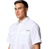 Columbia Mens PFG Backwater Short Sleeve Shirt(White)