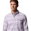 Columbia Mens PFG Uncharted Over Shirt(Lavender Pearl Twilights Stripe)