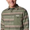 Columbia Mens PFG Uncharted Over Shirt(Smokey Sage Lunar Stripe)