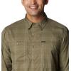 Columbia Mens Silver Ridge Utility Lite Plaid Long Sleeve(Stone Green Trail Crossing Plaid)