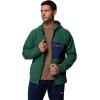 Columbia mens Fast Trek Overlay Hooded Full Zip(Rain Forest/Collegiate Navy)
