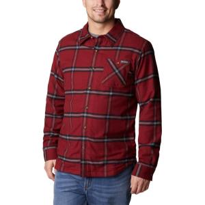 Columbia Mens Cornell Woods Fleece Lined Shirt Jacket(Red Jasper Windowpane)