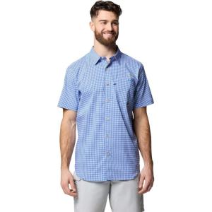 Columbia Mens Harbor Peak Short Sleeve Shirt(Vivid Blue Gingham)
