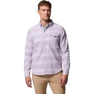 Columbia Mens PFG Uncharted Over Shirt(Lavender Pearl Twilights Stripe)