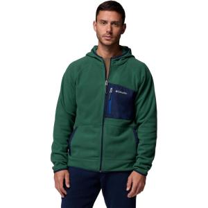 Columbia mens Fast Trek Overlay Hooded Full Zip(Rain Forest/Collegiate Navy)