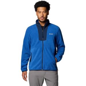 Columbia mens Sequoia Grove Full Zip Fleece(Mountain Blue/Collegiate Navy/Spicy)