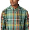 Columbia Men’s Rapid Rivers Ii Long Sleeve Shirt(Thyme Green Oversize Plaid)