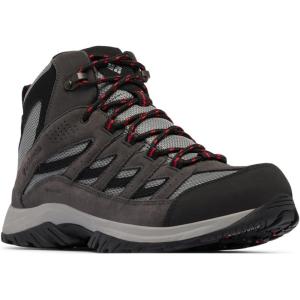 Columbia Men’s Crestwood Mid Waterproof Hiking Boots(Dark Grey/Mountain Red)