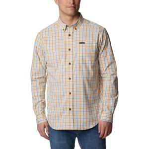 Columbia Men’s Rapid Rivers Ii Long Sleeve Shirt(Raw Honey Everyday Gingham)