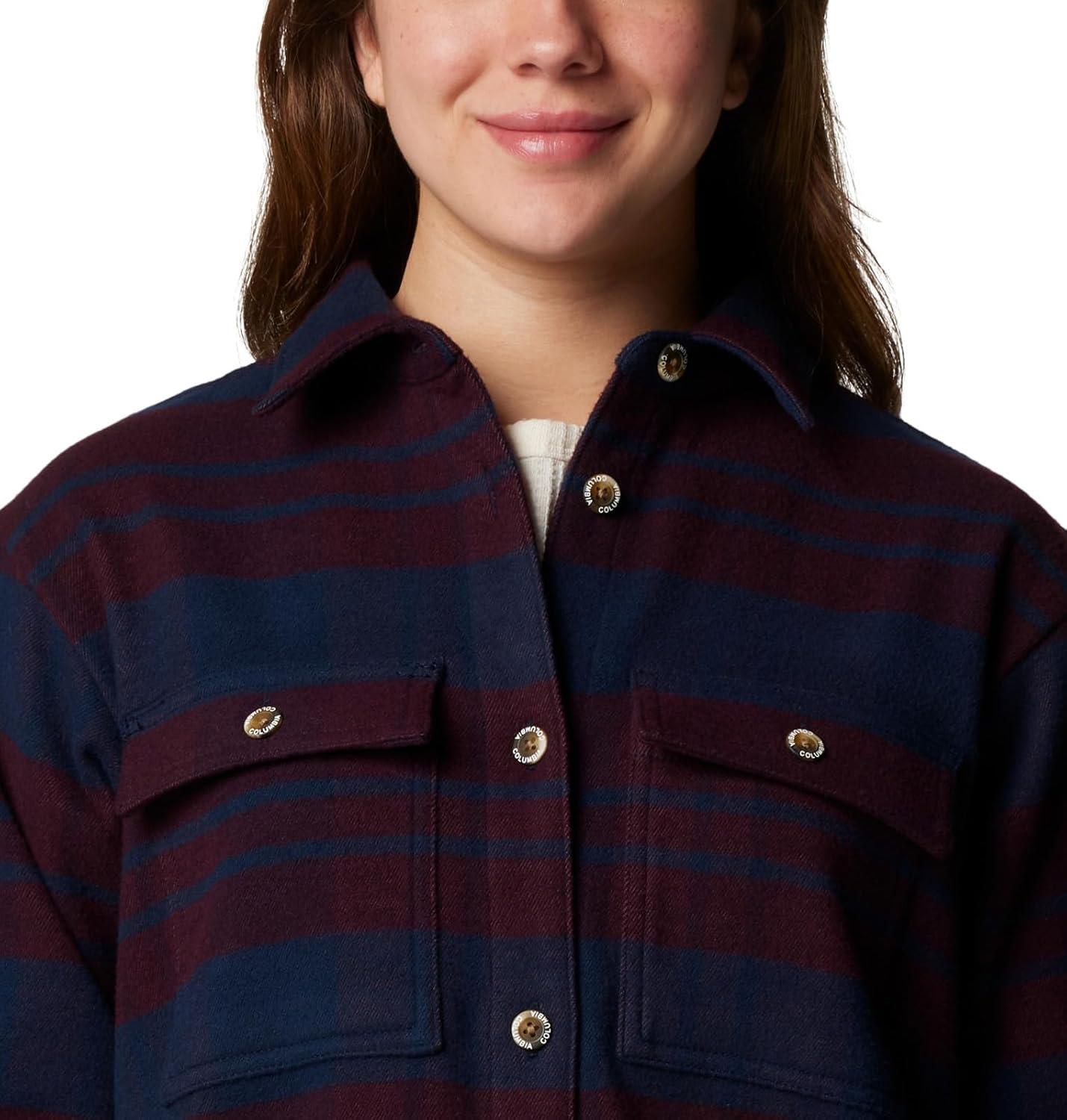 imageColumbia Womens Blue Point Creek Shirt JacketCollegiate Navy River Crossing Plaid