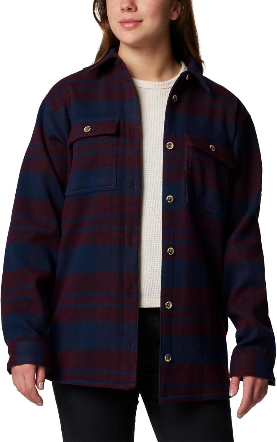 imageColumbia Womens Blue Point Creek Shirt JacketCollegiate Navy River Crossing Plaid