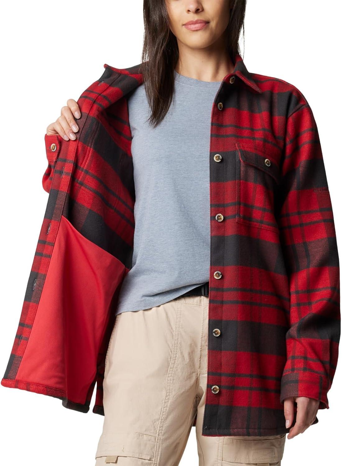imageColumbia Womens Blue Point Creek Shirt JacketDaredevil River Crossing Plaid