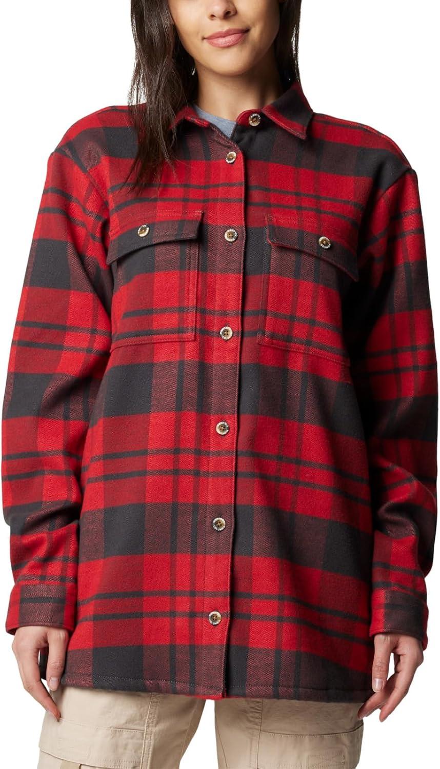 imageColumbia Womens Blue Point Creek Shirt JacketDaredevil River Crossing Plaid