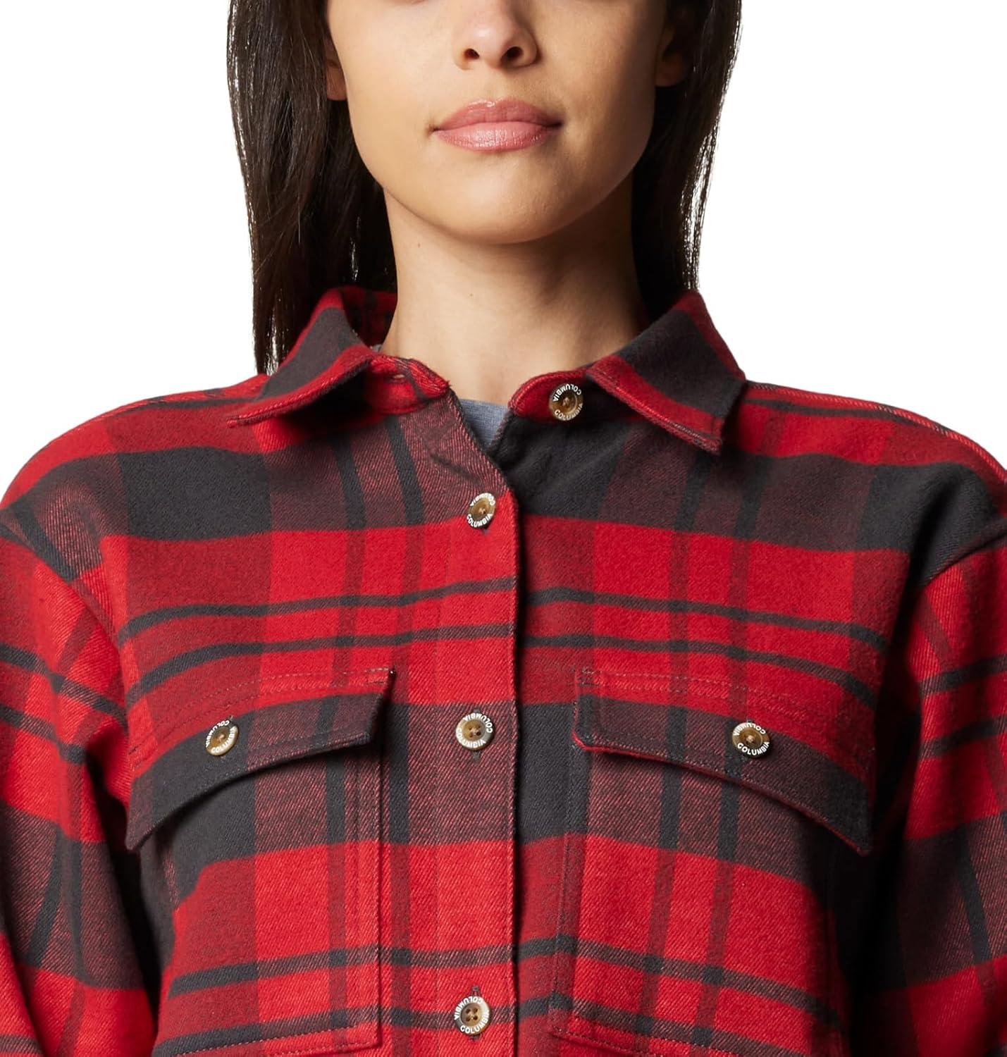 imageColumbia Womens Blue Point Creek Shirt JacketDaredevil River Crossing Plaid