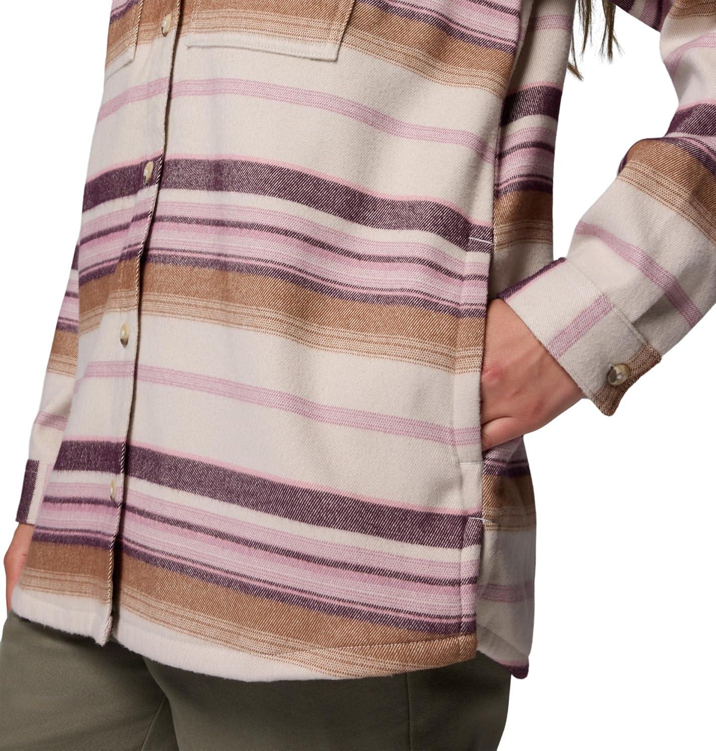 imageColumbia Womens Blue Point Creek Shirt JacketDark Stone Hilltop Stripe
