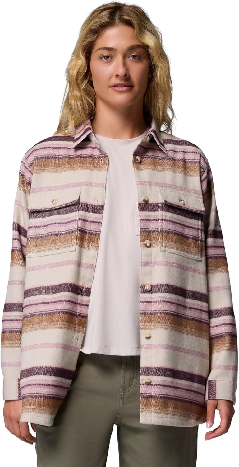 imageColumbia Womens Blue Point Creek Shirt JacketDark Stone Hilltop Stripe