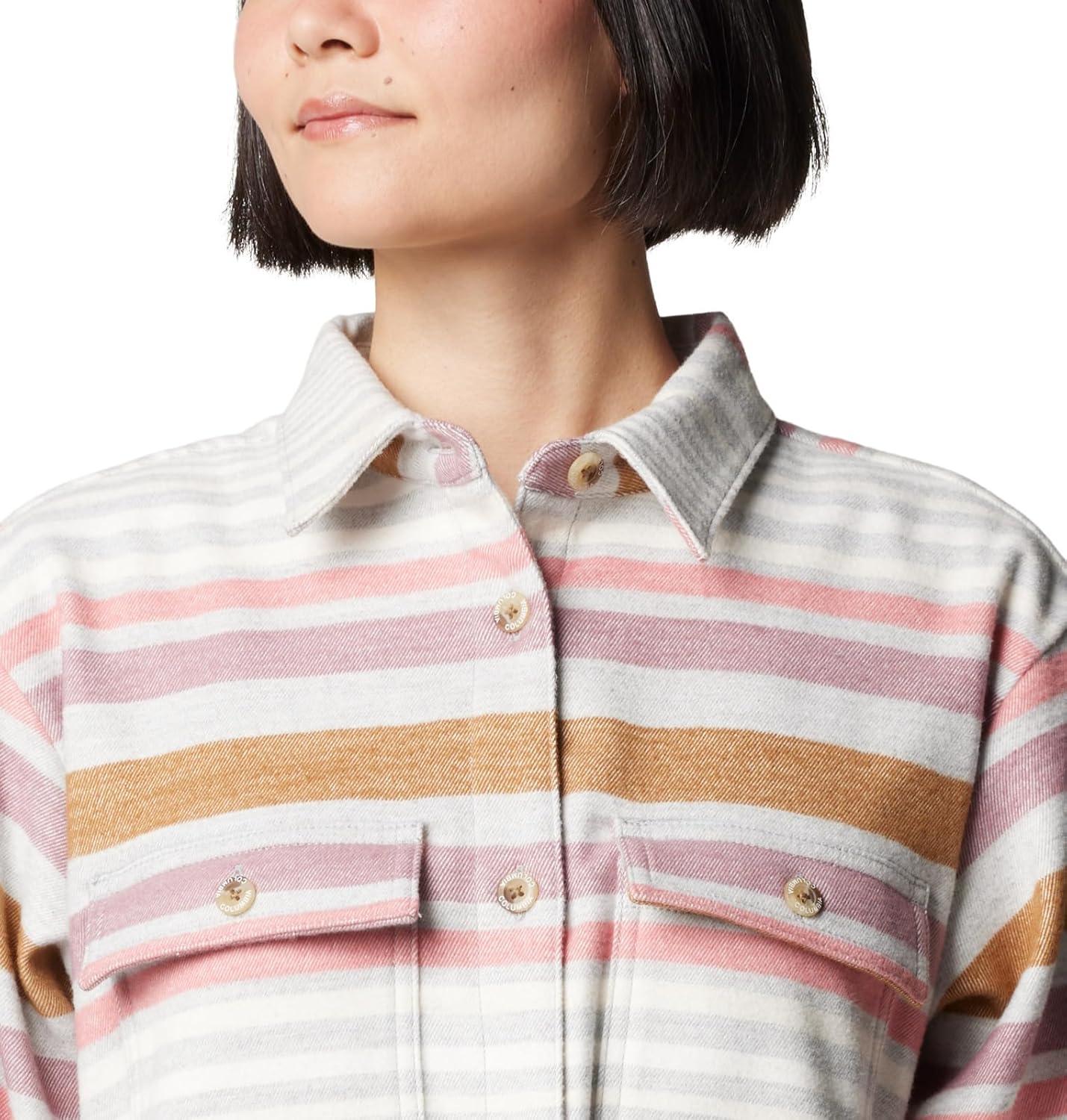 imageColumbia Womens Blue Point Creek Shirt JacketFig Mindful Stripe