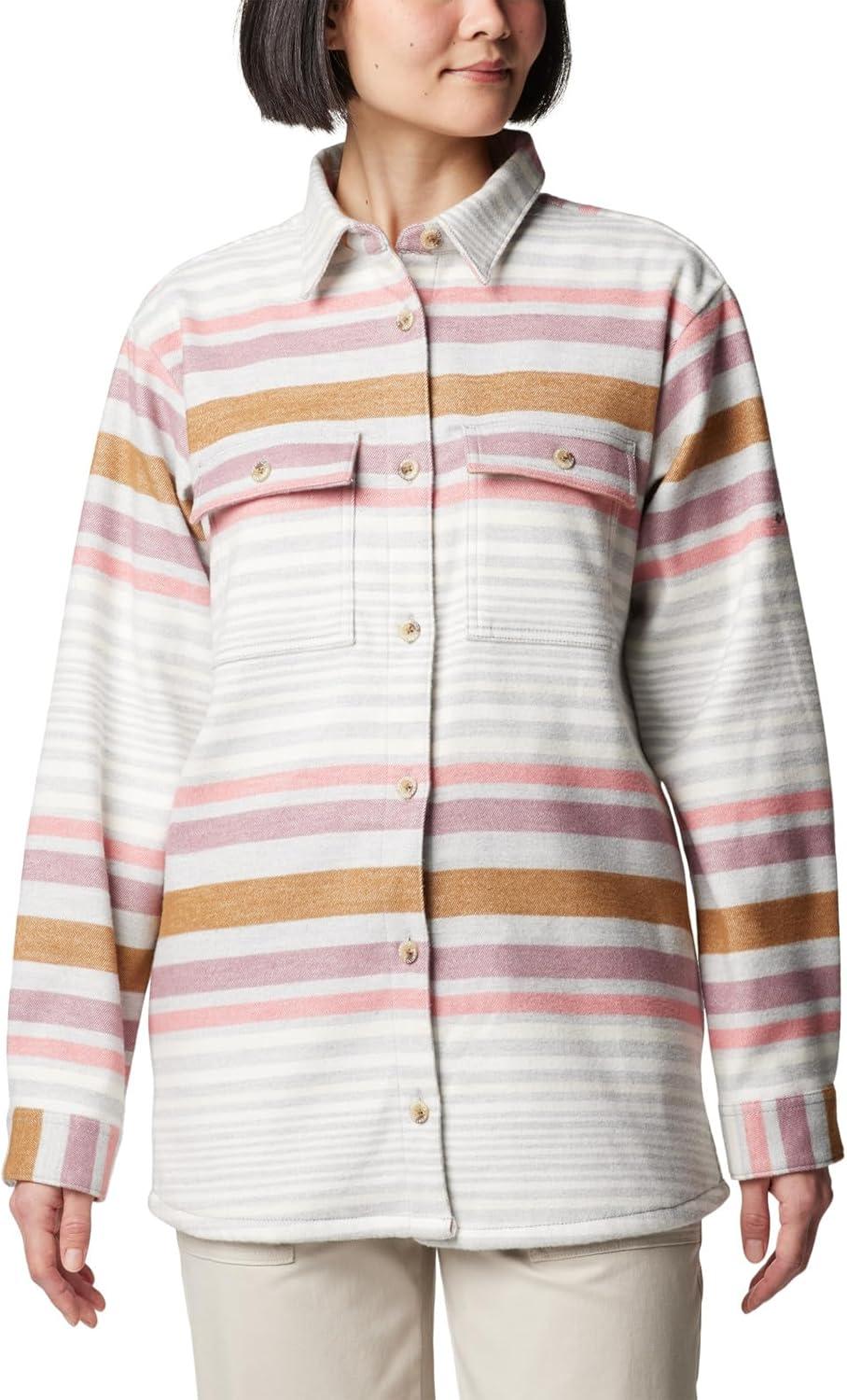 imageColumbia Womens Blue Point Creek Shirt JacketFig Mindful Stripe