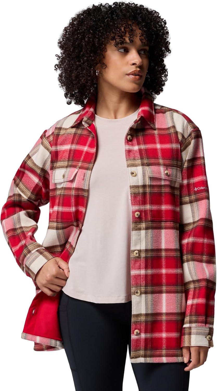 imageColumbia Womens Blue Point Creek Shirt JacketMountain Red Macro Buffalo Check