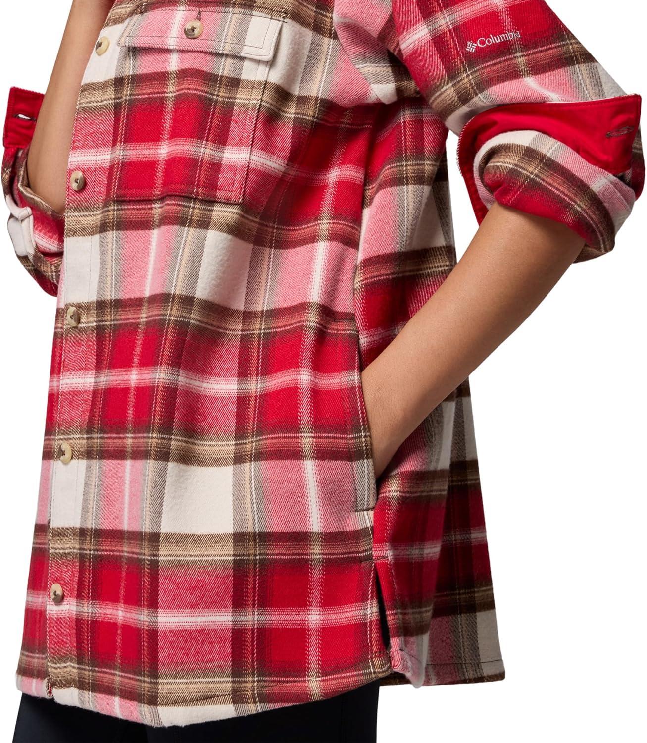imageColumbia Womens Blue Point Creek Shirt JacketMountain Red Macro Buffalo Check
