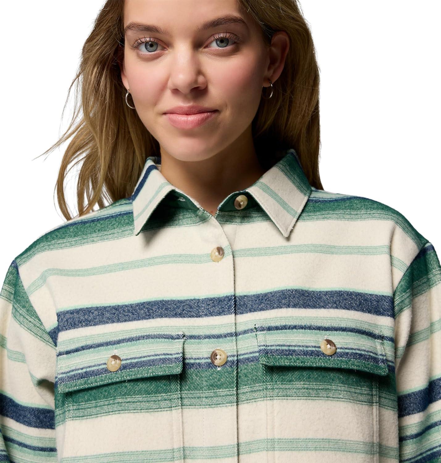 imageColumbia Womens Blue Point Creek Shirt JacketRain Forest Hilltop Stripe