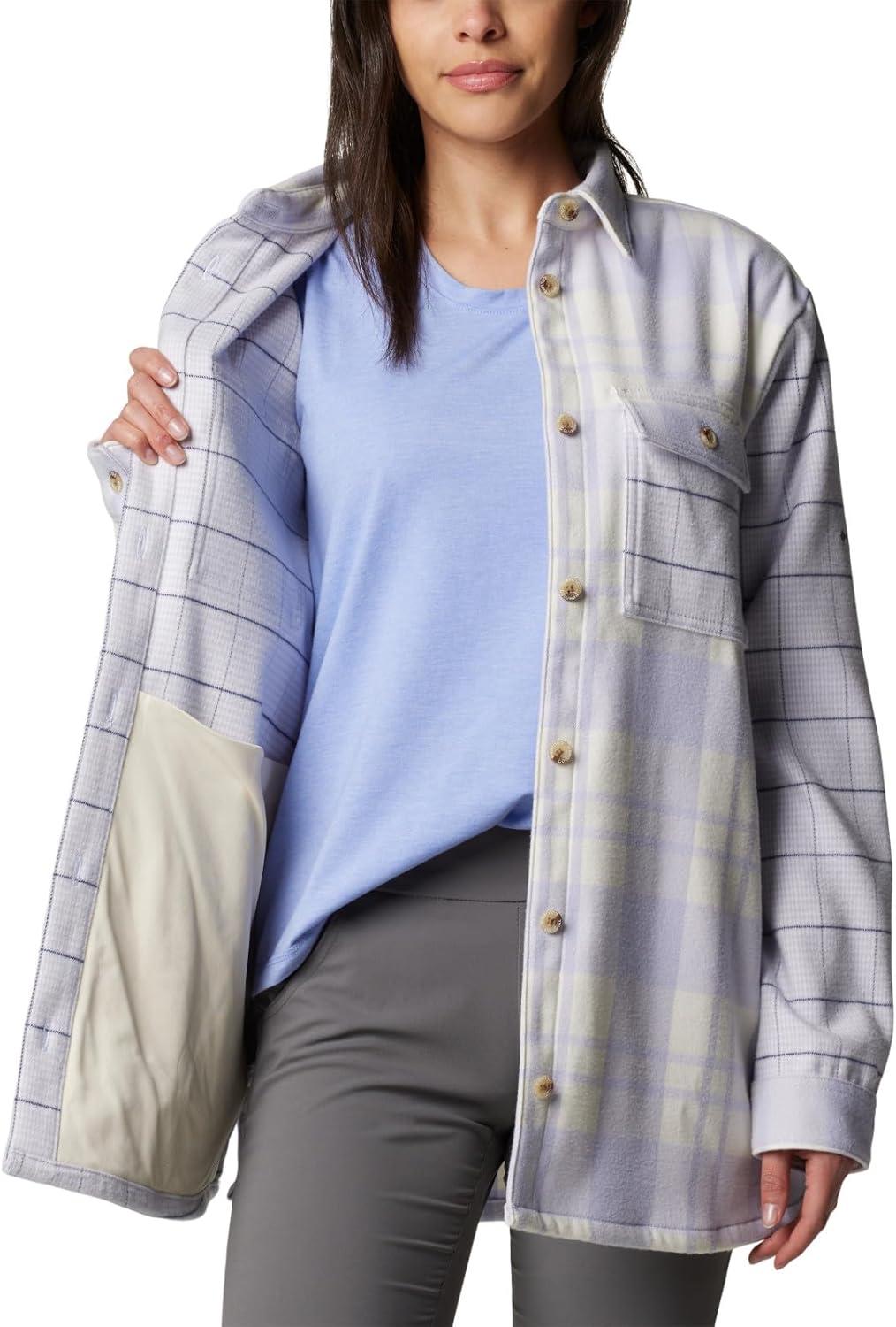imageColumbia Womens Blue Point Creek Shirt JacketSnowdrift River Crossing PlaidMh