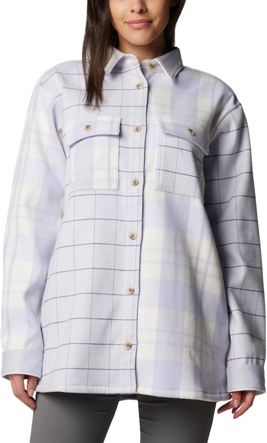 imageColumbia Womens Blue Point Creek Shirt JacketSnowdrift River Crossing PlaidMh