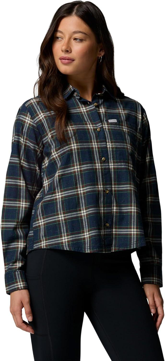 imageColumbia Womens Blue Point Creek Woven Long Sleeve ShirtCollegiate Navy Everyday Tartan