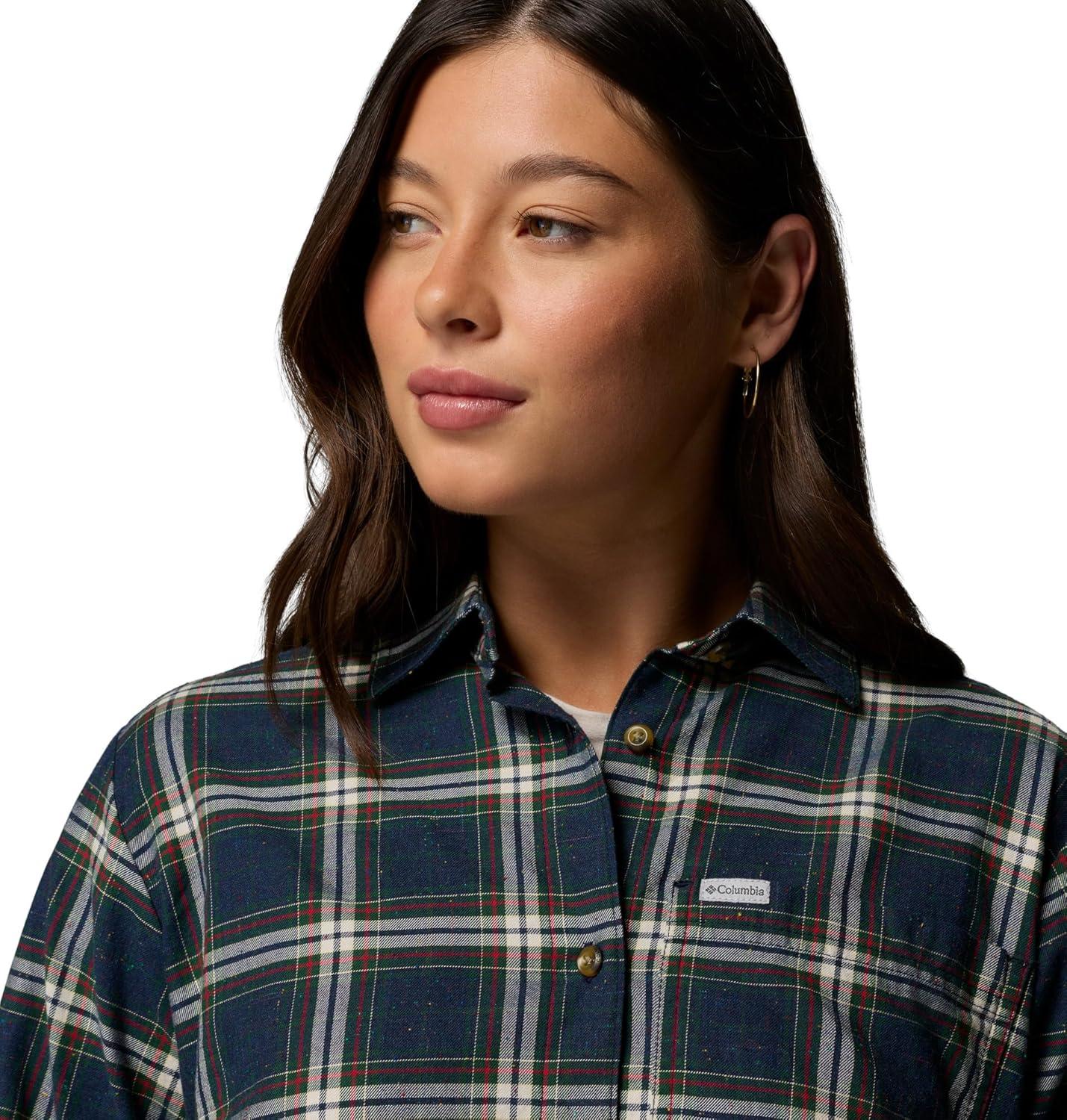 imageColumbia Womens Blue Point Creek Woven Long Sleeve ShirtCollegiate Navy Everyday Tartan