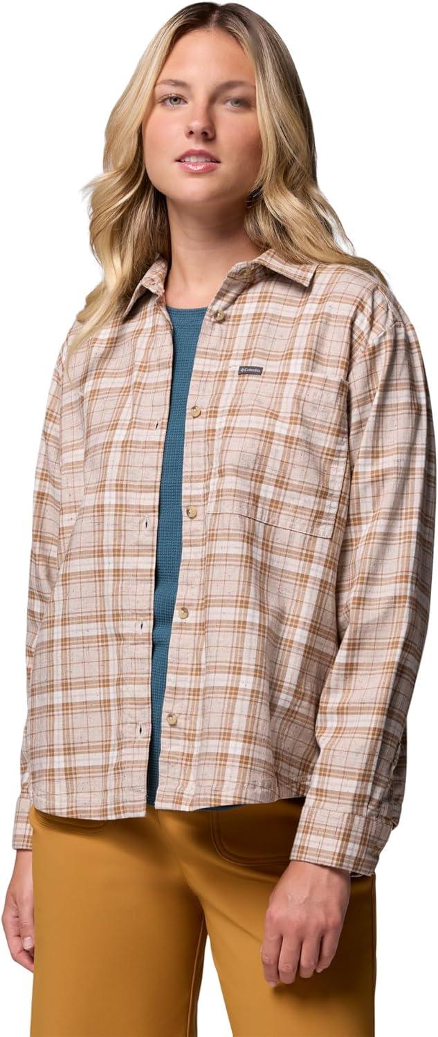 imageColumbia Womens Blue Point Creek Woven Long Sleeve ShirtDark Stone Everyday Tartan