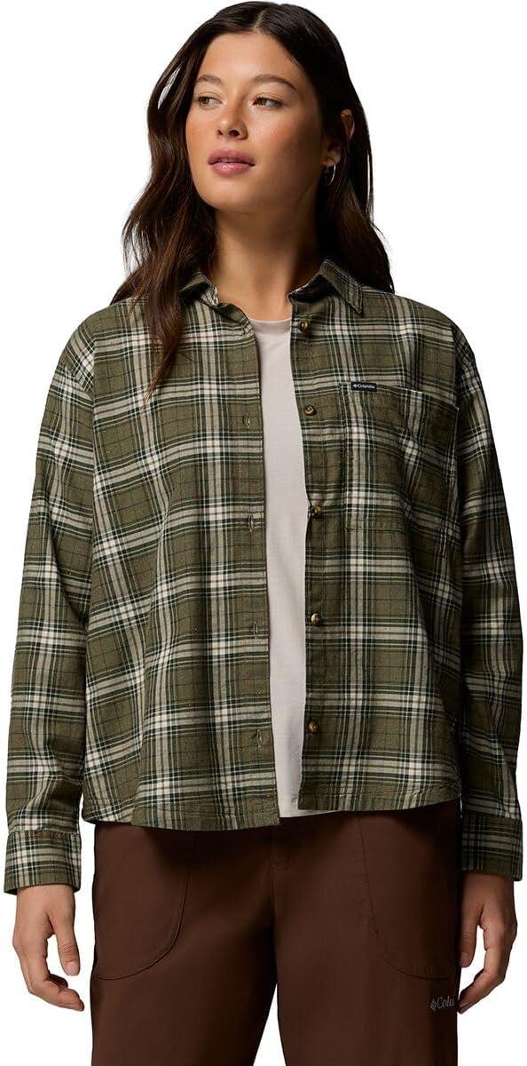 imageColumbia Womens Blue Point Creek Woven Long Sleeve ShirtStone Green Everyday Tartan