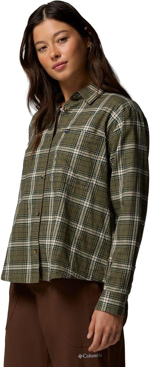 imageColumbia Womens Blue Point Creek Woven Long Sleeve ShirtStone Green Everyday Tartan
